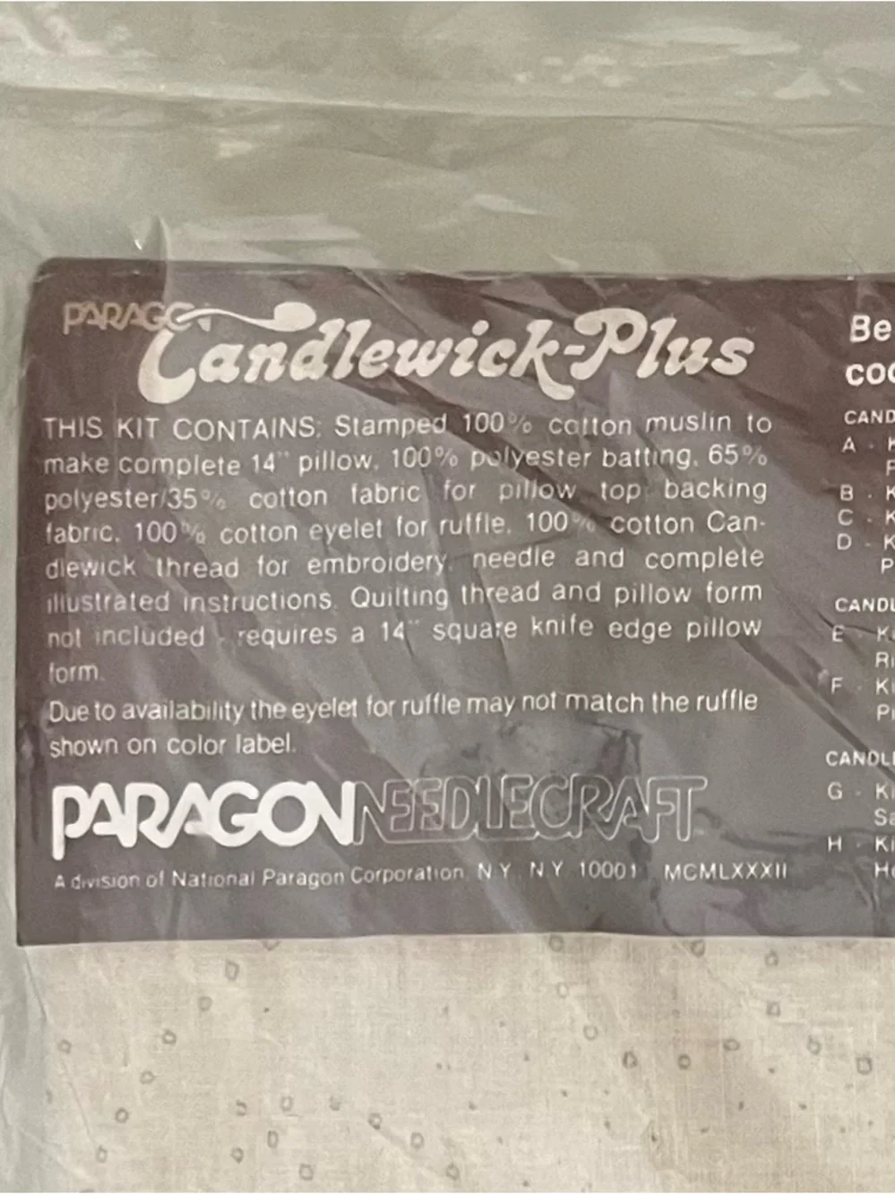 Vintage PARAGON Candlewick-Plus Embroidery Floral Wreath Pillow Kit